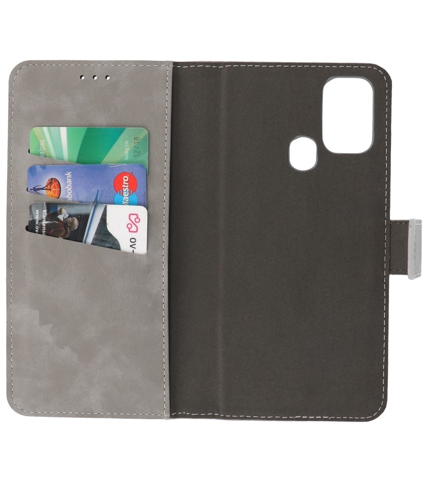 2 in 1 Book Case Cover für Samsung Galaxy M31 Grau