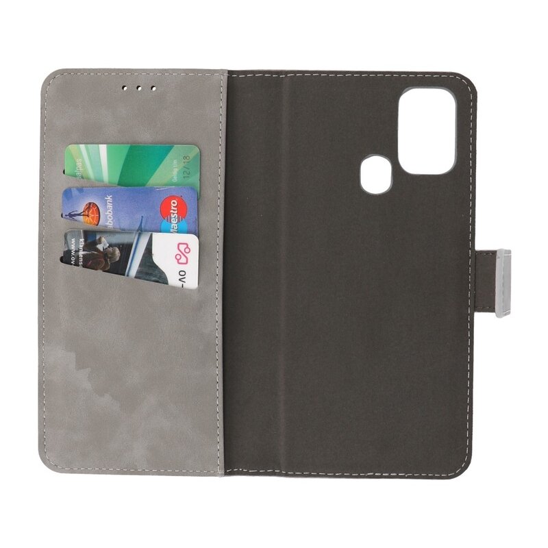 2 in 1 Book Case Cover für Samsung Galaxy M31 Grau