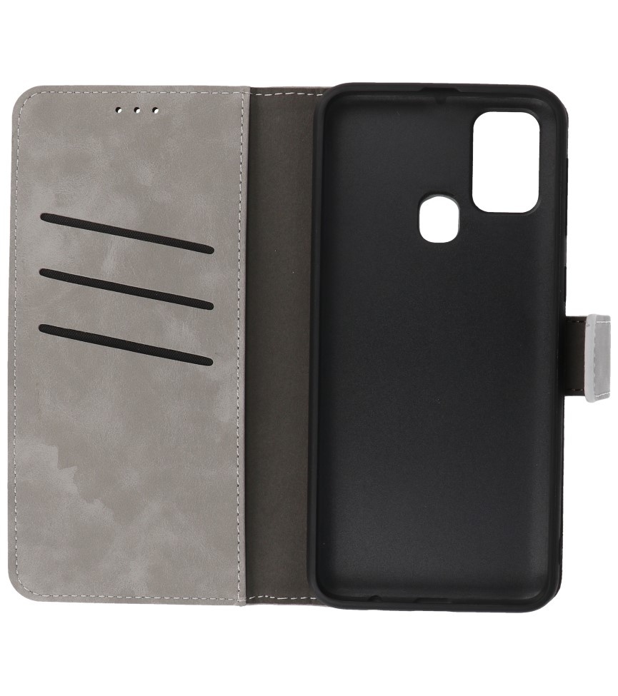 2 in 1 Book Case Hoesje voor Samsung Galaxy M31 Grijs