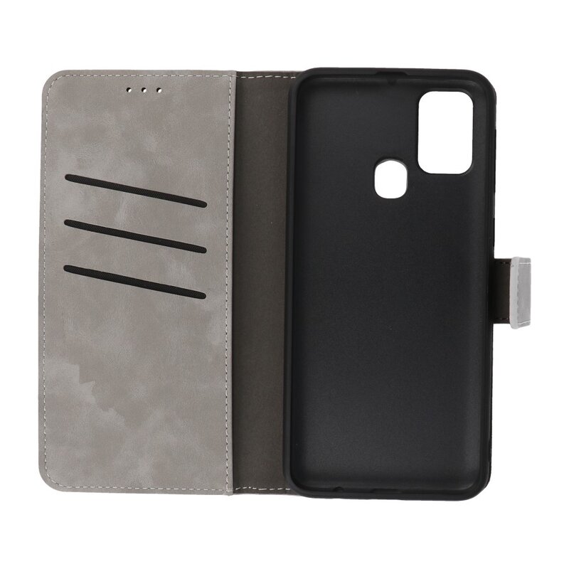 2 in 1 Book Case Cover für Samsung Galaxy M31 Grau