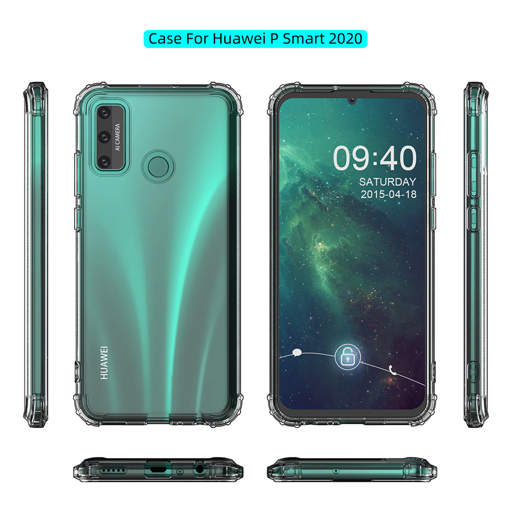 Carcasa de TPU a prueba de golpes para Huawei P Smart 2020 Transparente