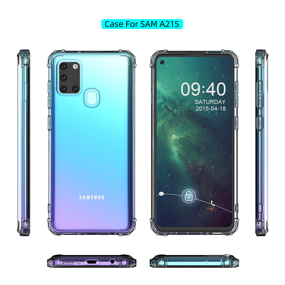 Carcasa de TPU a prueba de golpes para Samsung Galaxy A21s Transparente
