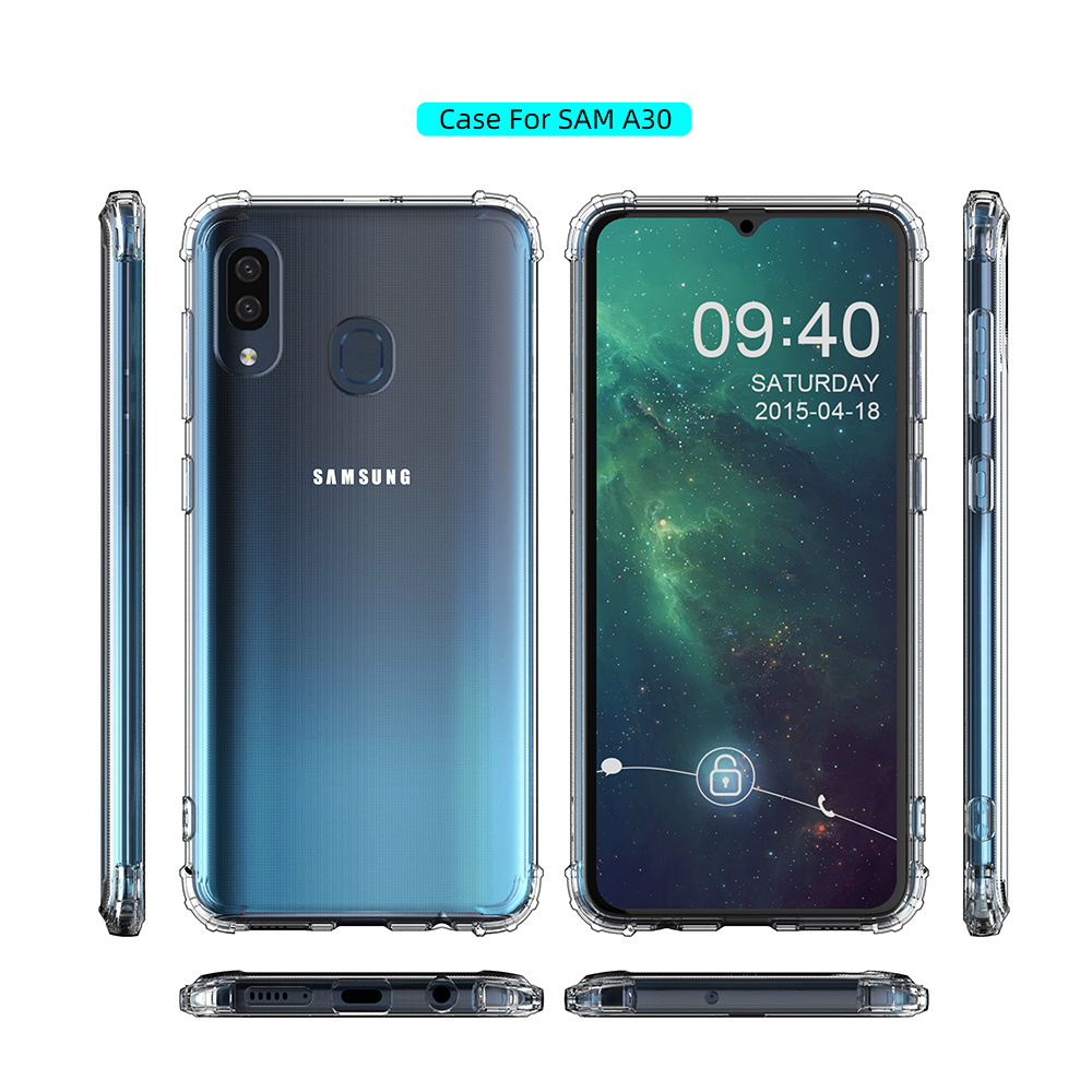 Carcasa de TPU a prueba de golpes para Samsung Galaxy A20 Transparente