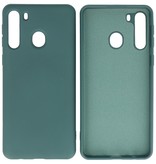 Mode farve TPU taske Samsung Galaxy A21 mørkegrøn