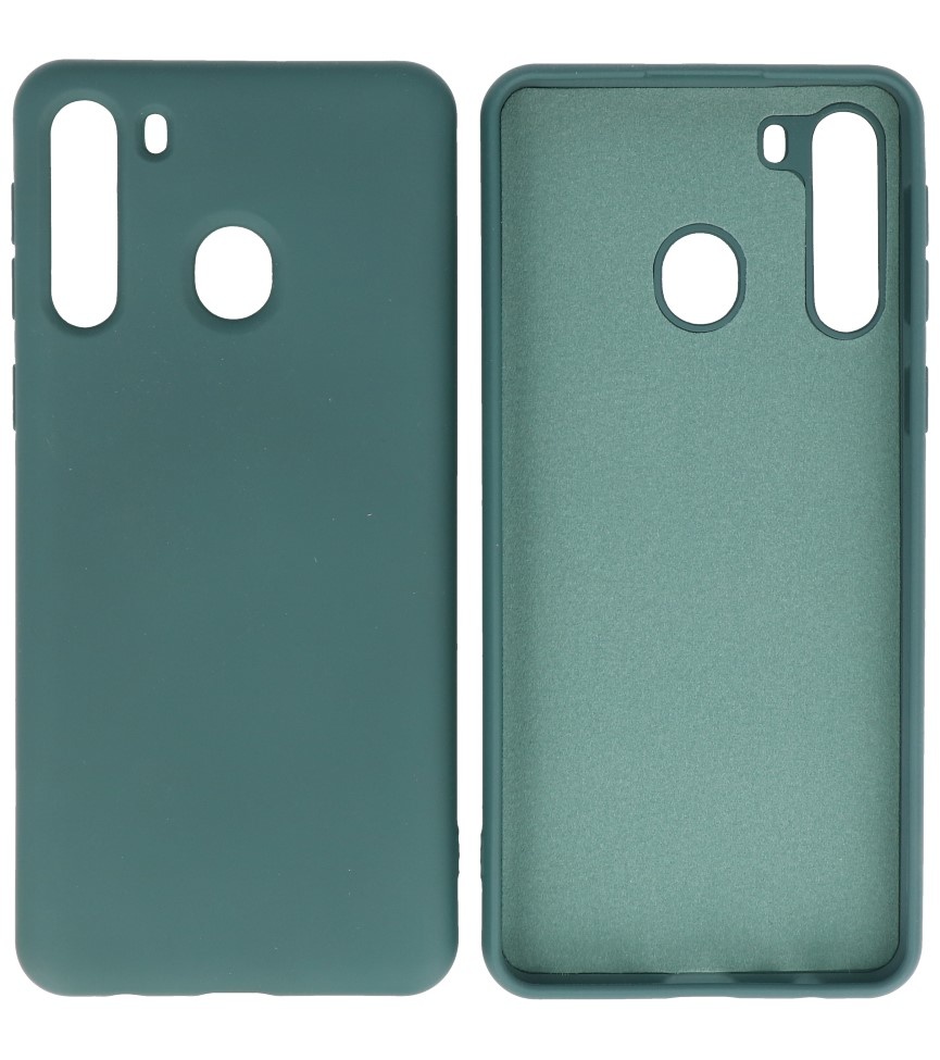 Mode farve TPU taske Samsung Galaxy A21 mørkegrøn