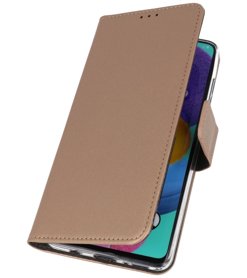 Estuche tipo billetera para Samsung Galaxy A31 Dorado