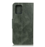 Pull Up PU Leather Bookstyle para iPhone 12 mini Verde Oscuro