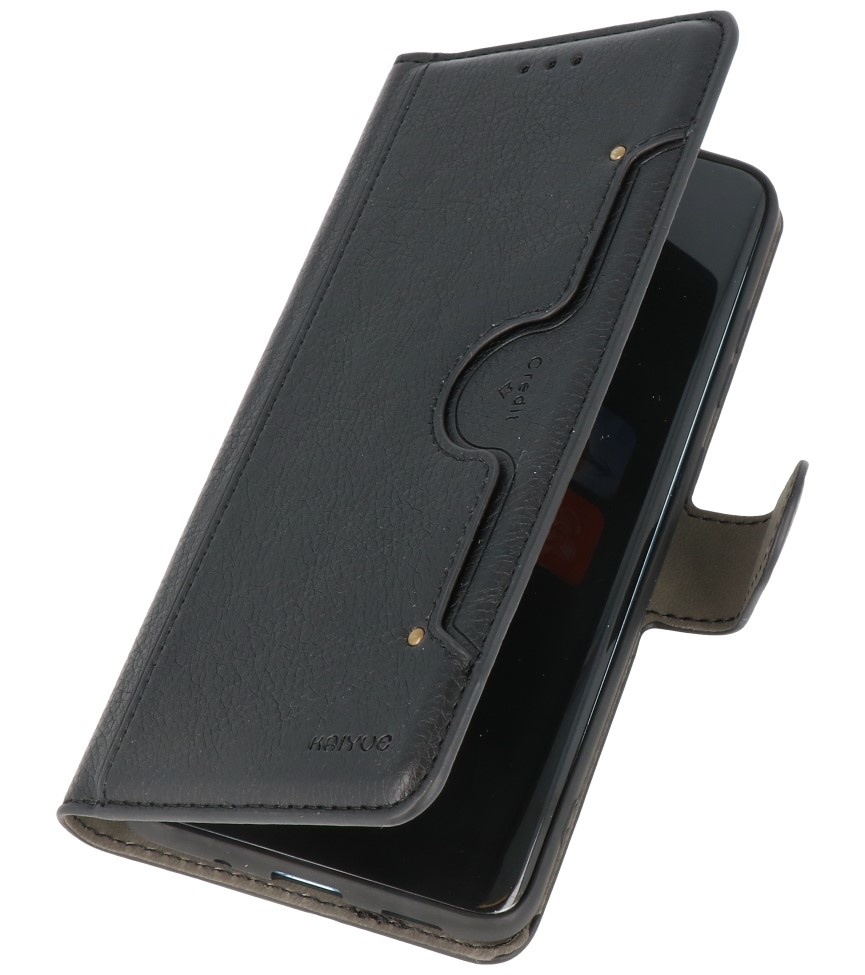 Estuche de lujo tipo billetera para iPhone 12 mini Negro