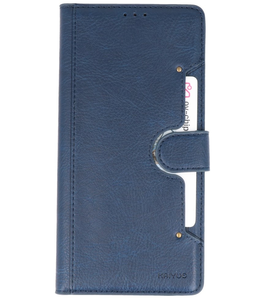 Estuche de lujo tipo billetera para iPhone 12-12 Pro Azul marino