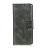 Pull Up PU Leather Bookstyle para Samsung Galaxy A42 5G Verde Oscuro
