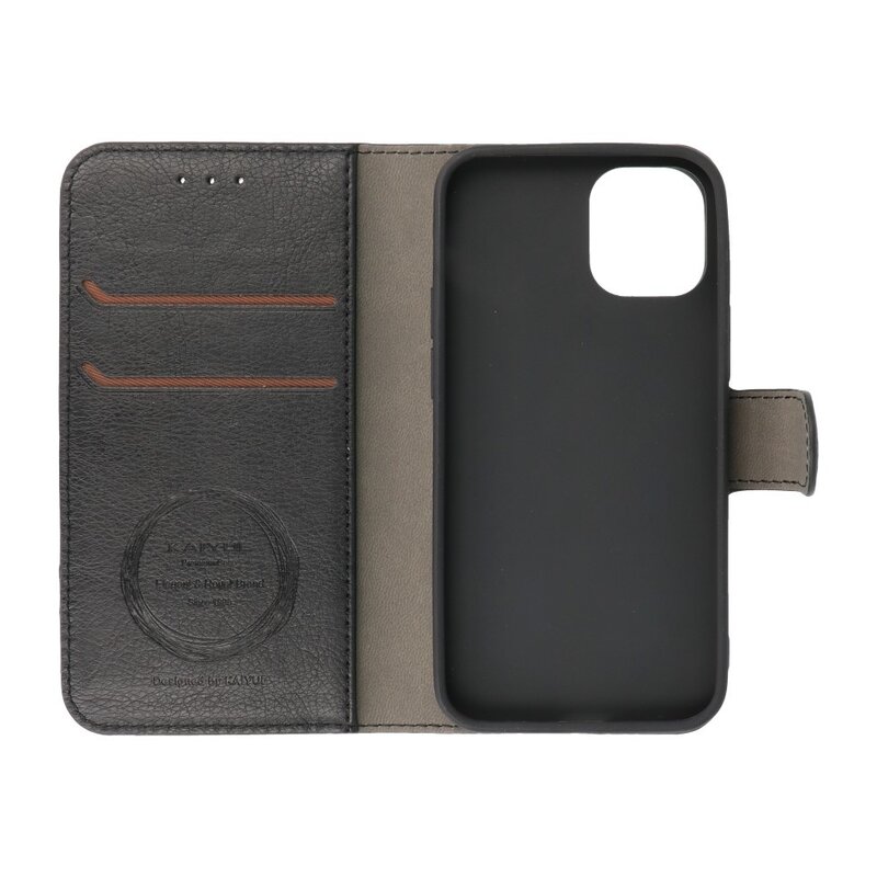 Estuche de lujo tipo billetera para iPhone 12 mini Negro