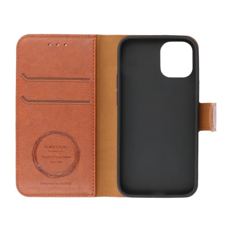 Étui portefeuille de luxe pour iPhone 12 mini Marron