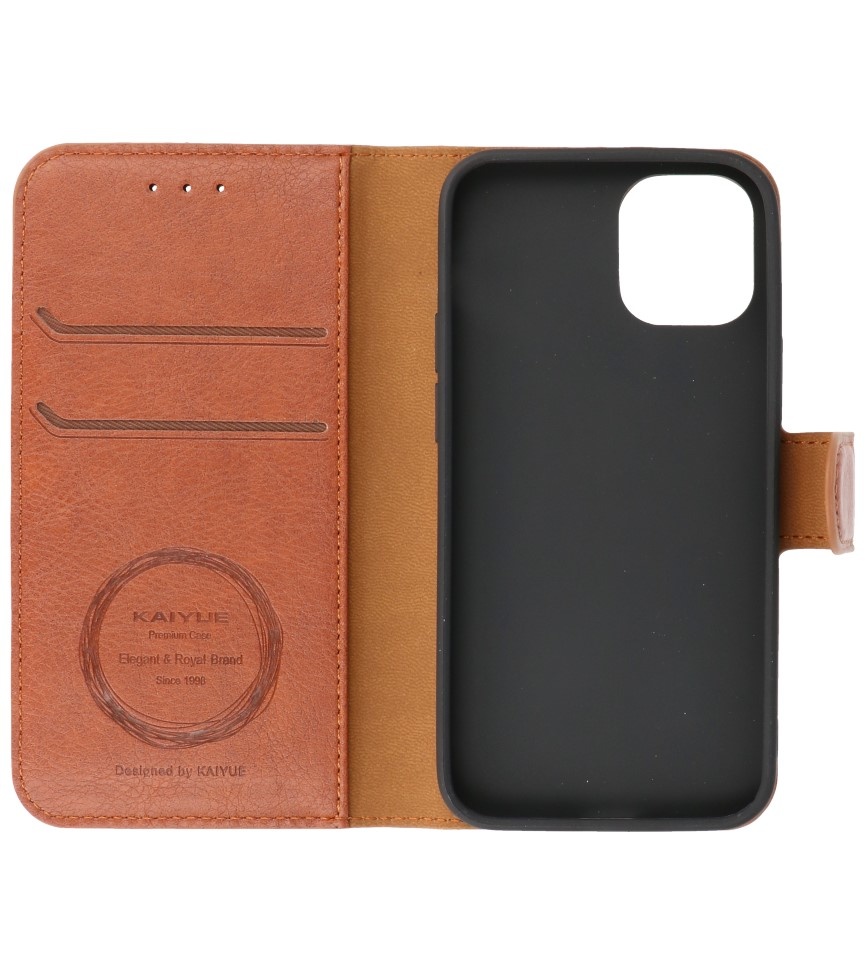 Luxury Wallet Case for iPhone 12 mini Brown