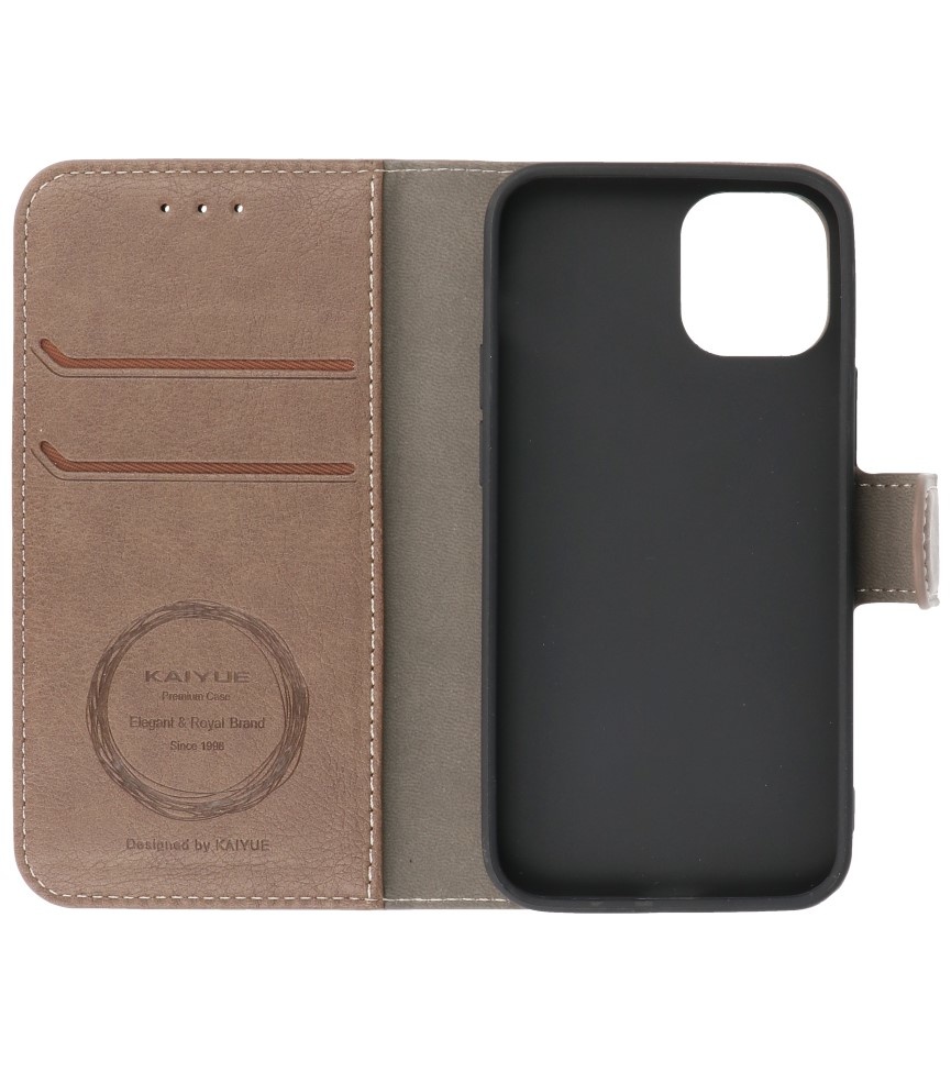 Luxus Brieftasche Hülle für iPhone 12 Mini Grau