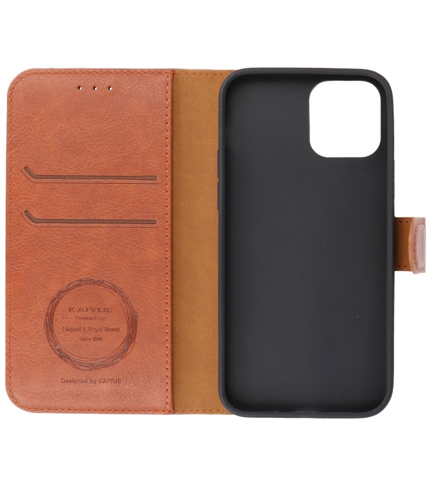 Estuche de lujo tipo billetera para iPhone 12-12 Pro Marrón