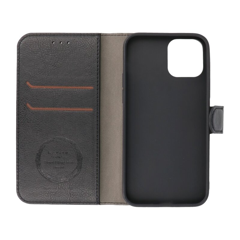 Estuche de lujo tipo billetera para iPhone 12 Pro Max Negro