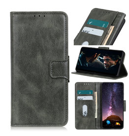 Pull Up PU Leather Bookstyle para Oppo Reno 4 5G Verde oscuro