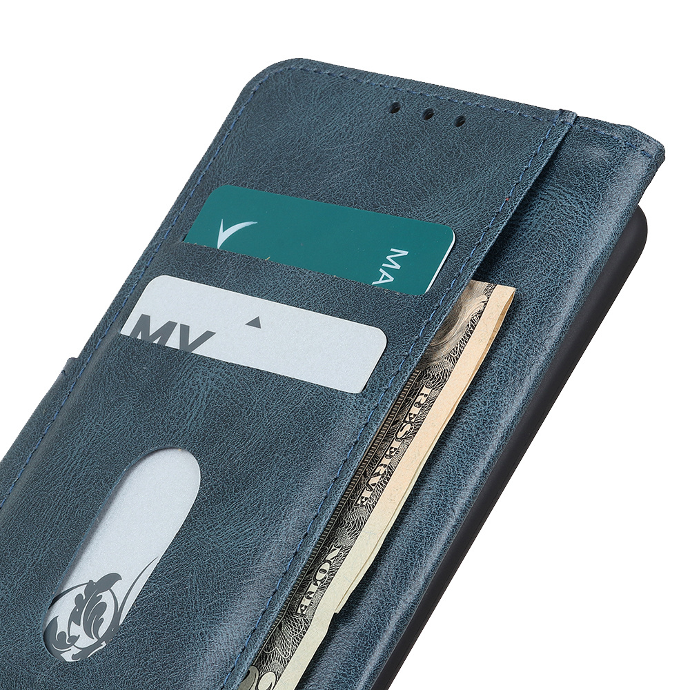 Pull Up PU Leder Bookstyle voor Motorola Moto G9 Plus Blauw