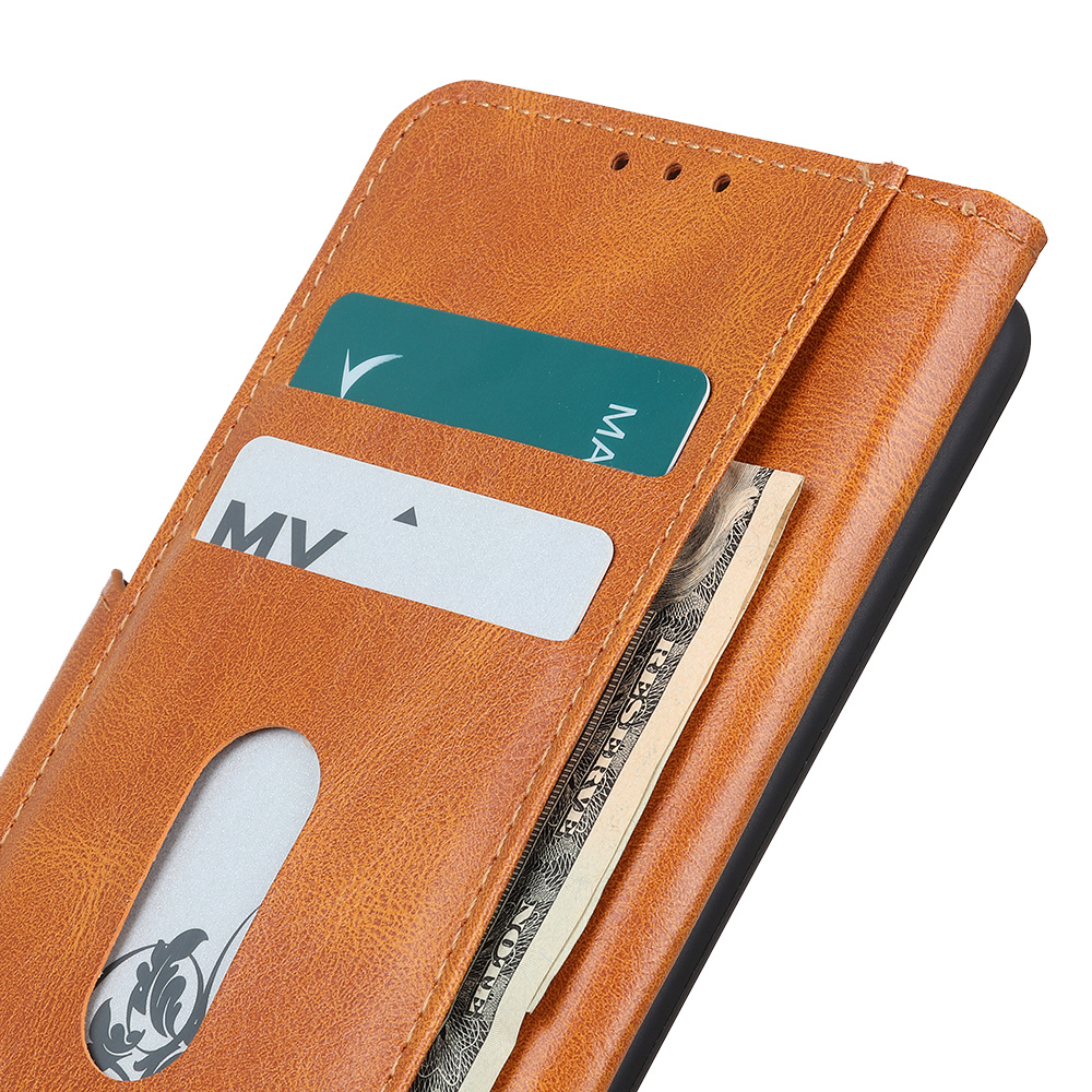 Tirez le style de livre en cuir PU pour Motorola Moto G9 Plus Marron