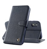 Echte Ledertasche für iPhone XR Navy