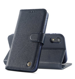 Echt Lederen Hoesje iPhone XR Navy