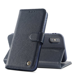 Funda de Piel Verdadera para iPhone Xs Max Azul Marino