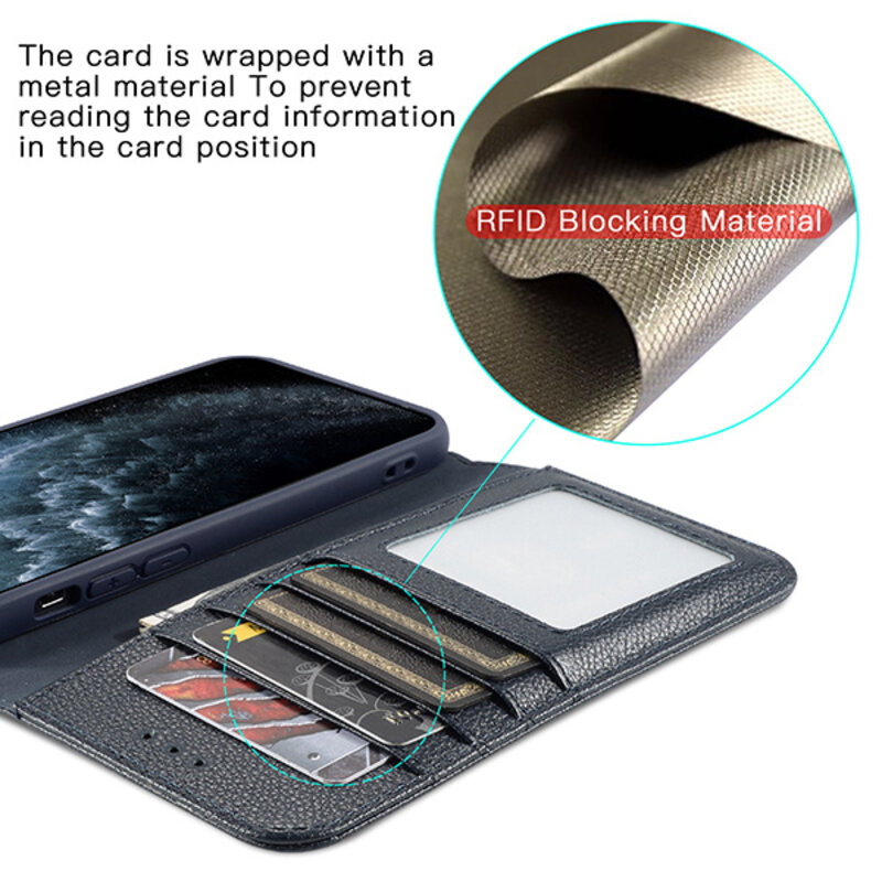 Étui en cuir véritable pour iPhone Xs Max Navy