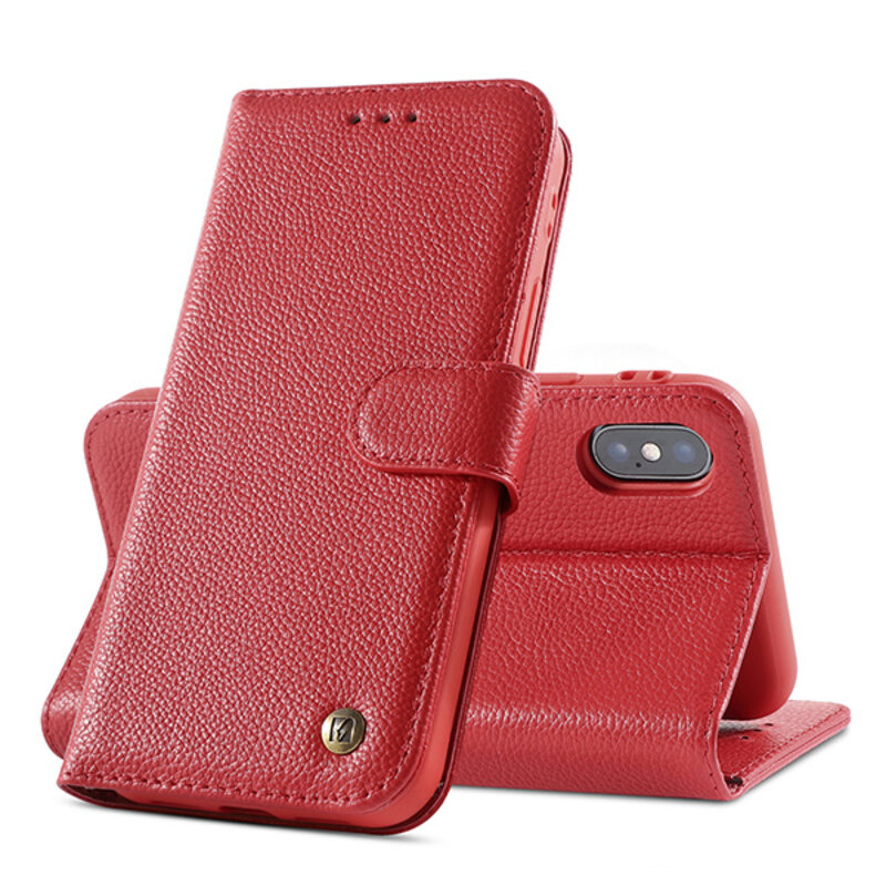 Echte Ledertasche für iPhone Xs Max Red
