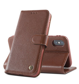 Etui en cuir véritable pour iPhone Xs Max Marron