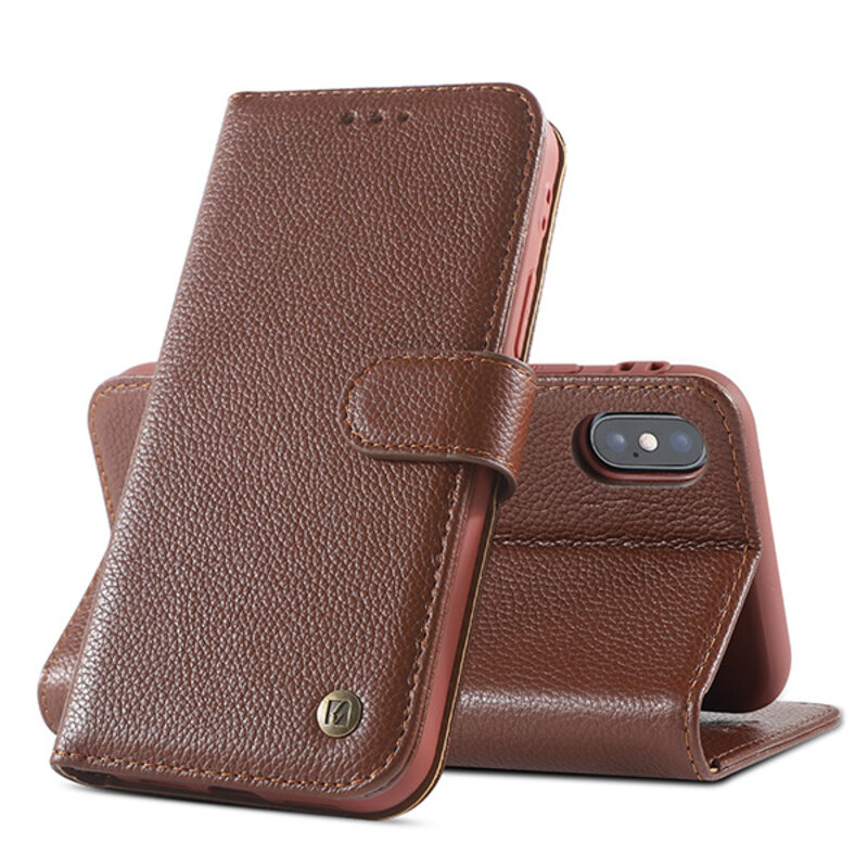 Custodia in vera pelle per iPhone Xs Max marrone