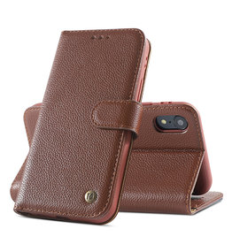 Etui en cuir véritable pour iPhone XR Marron