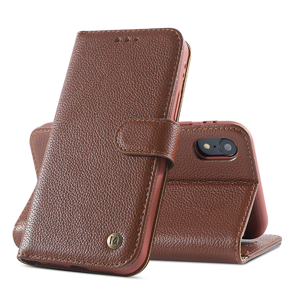 Echte Ledertasche für iPhone XR Brown