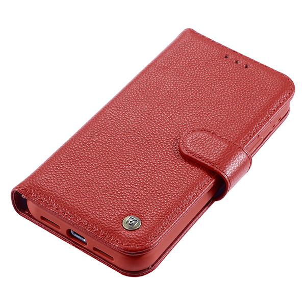 Étui en cuir véritable pour iPhone 11 Pro Max Rouge