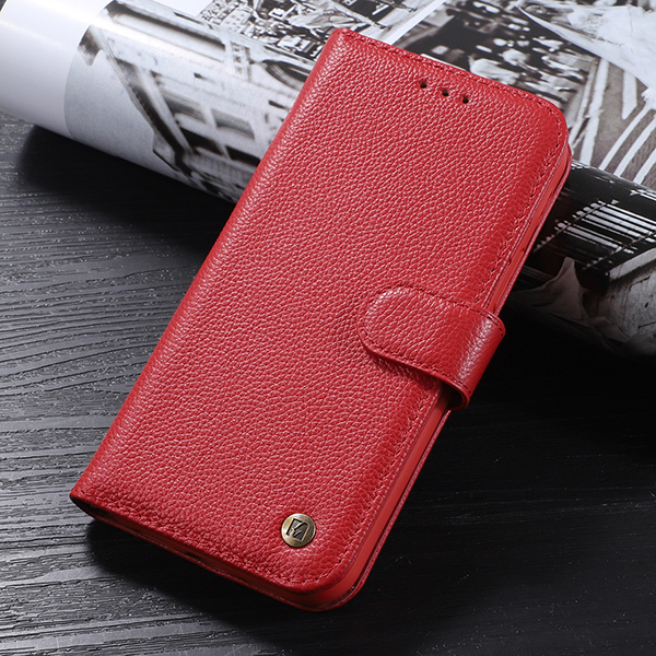 Funda de Piel Verdadera para iPhone 11 Pro Max Rojo