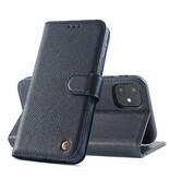 Echte Ledertasche für iPhone 12 Mini Navy