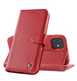 Funda de Piel Verdadera para iPhone 12 mini Rojo