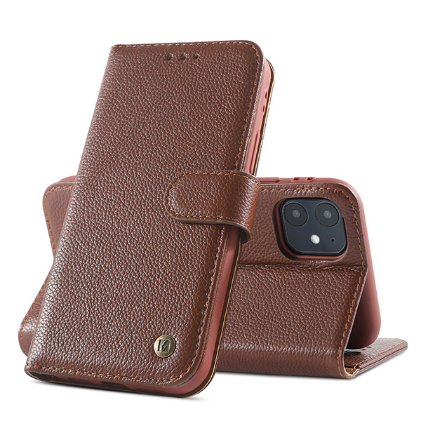 Echte Ledertasche für iPhone 12 Mini Brown