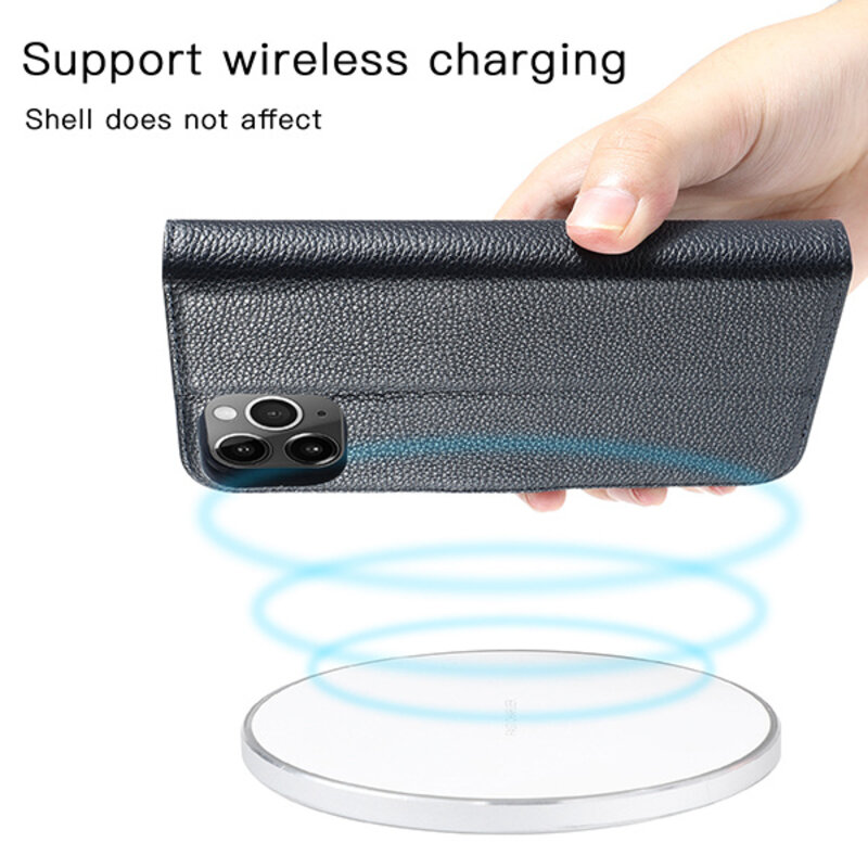 Housse en cuir véritable pour iPhone 12/12 Pro Navy