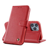 Funda de Piel Verdadera para iPhone 12 Pro Max Rojo