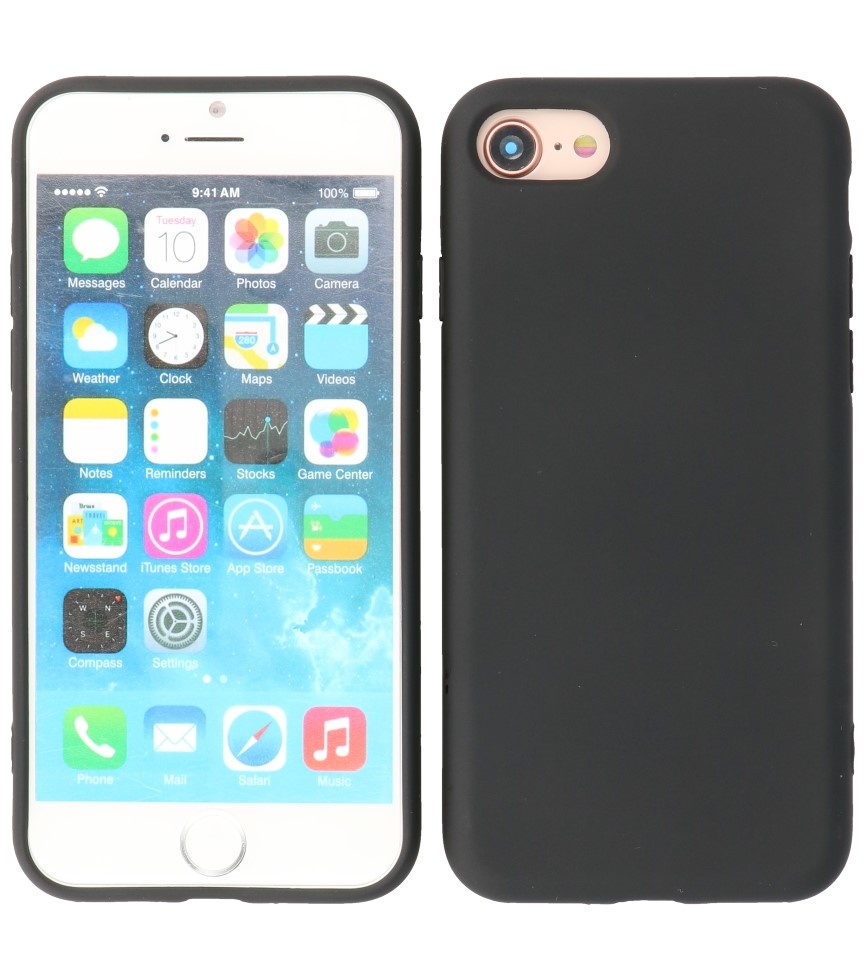 2.0mm Thick Fashion Color TPU Case for iPhone SE 2020/8/7 Black