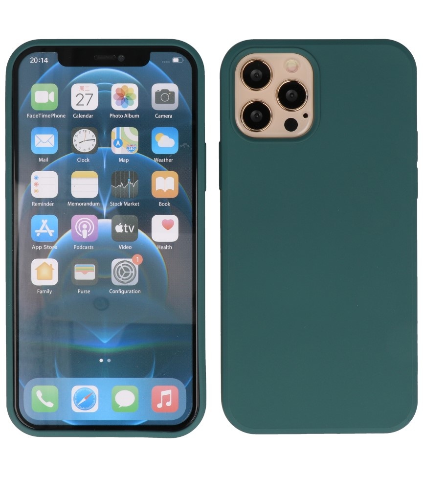 2.0mm Dikke Fashion Color TPU Hoesje voor iPhone 12 Pro Max Donker Groen