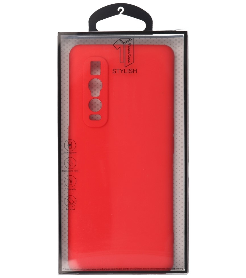 Estuche de TPU de color de moda grueso de 2.0 mm para Oppo Find X2 Pro Rojo