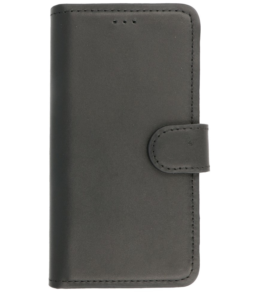 Funda Bookstyle de cuero hecha a mano MF para iPhone 12 - 12 Pro Negro