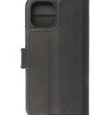 Funda Bookstyle de cuero hecha a mano MF para iPhone 12 - 12 Pro Negro