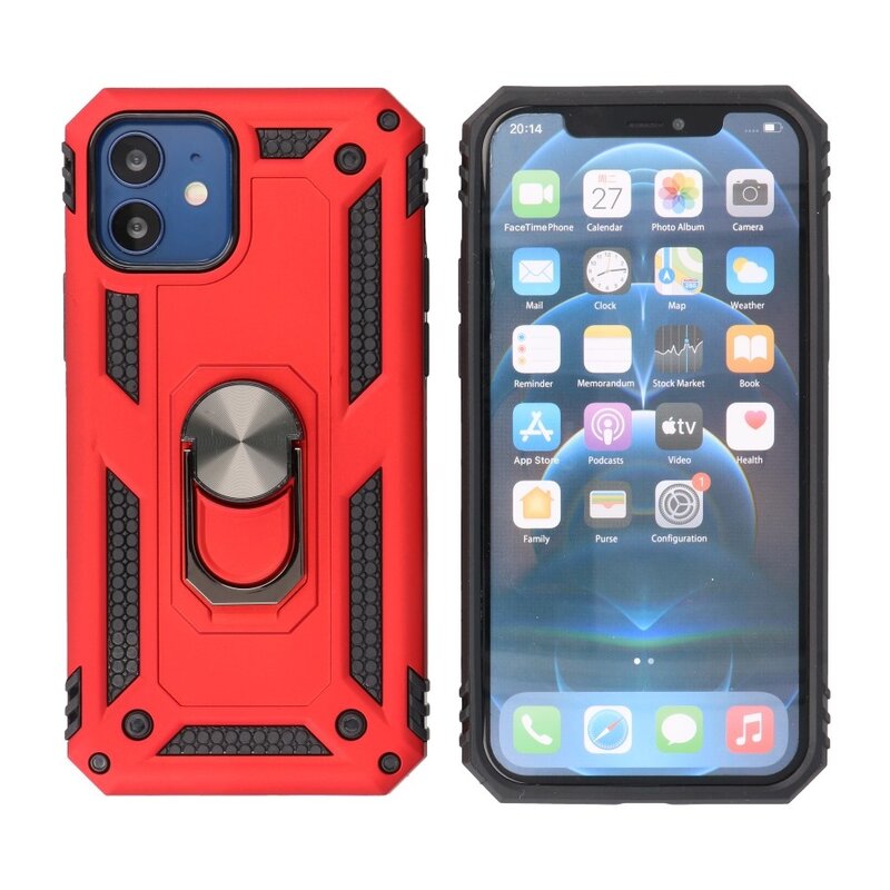 Custodia Armor con supporto ad anello per iPhone 12 Mini Red