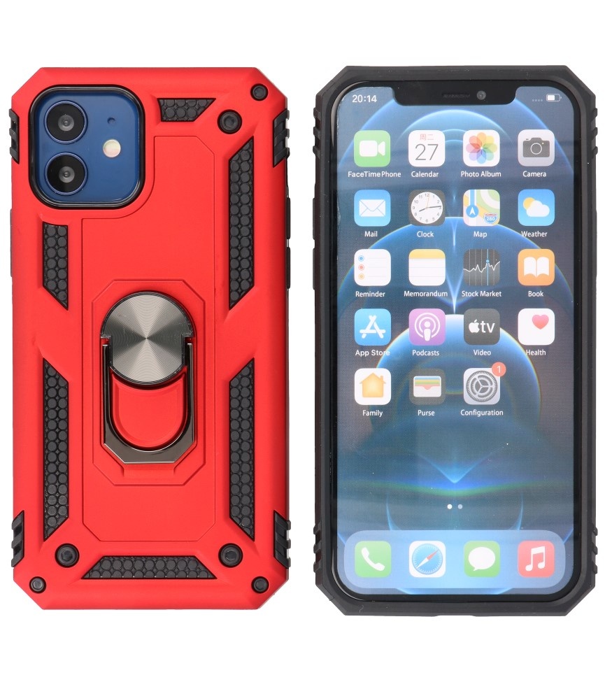 Funda Armor con Soporte para Anillo para iPhone 12 Mini Rojo