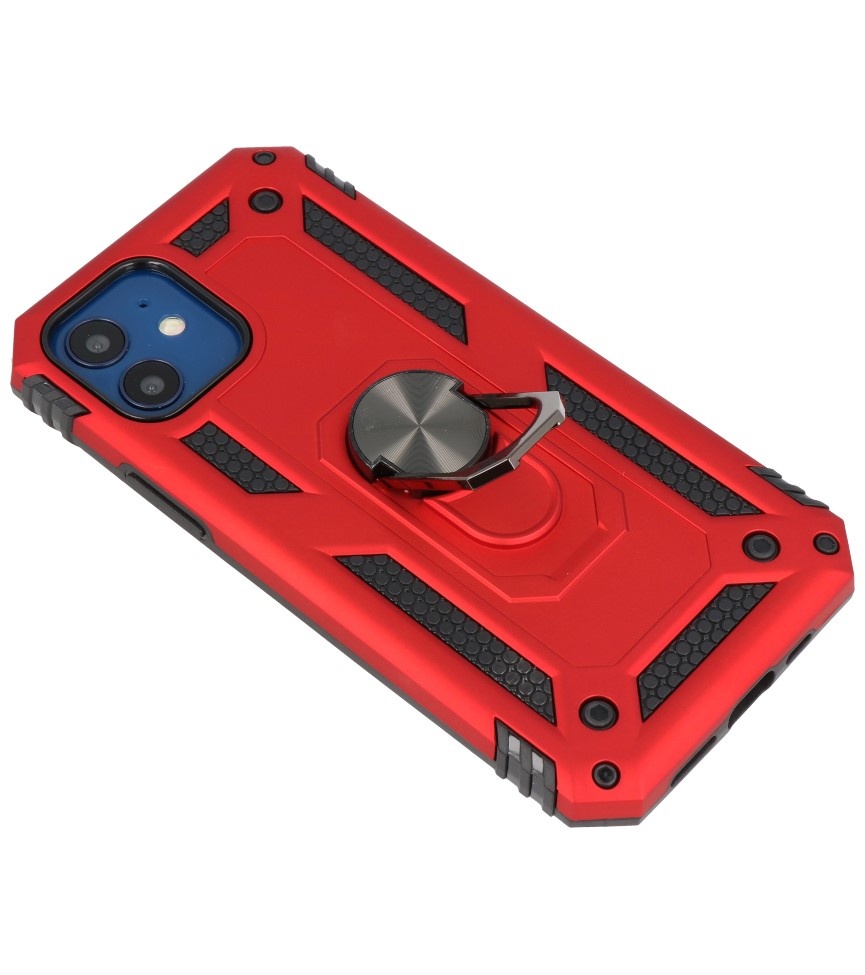 Funda Armor con Soporte para Anillo para iPhone 12 Mini Rojo