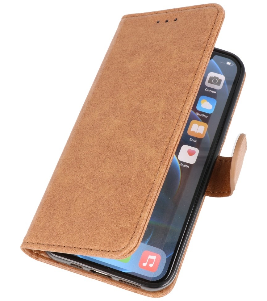 Bookstyle Wallet Cases Hoes voor iPhone 12 mini Bruin