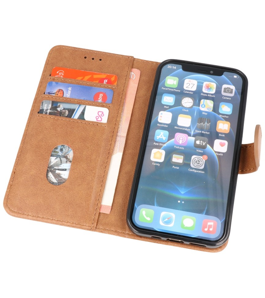 Bookstyle Wallet Cases Cover für iPhone 12 Mini Brown