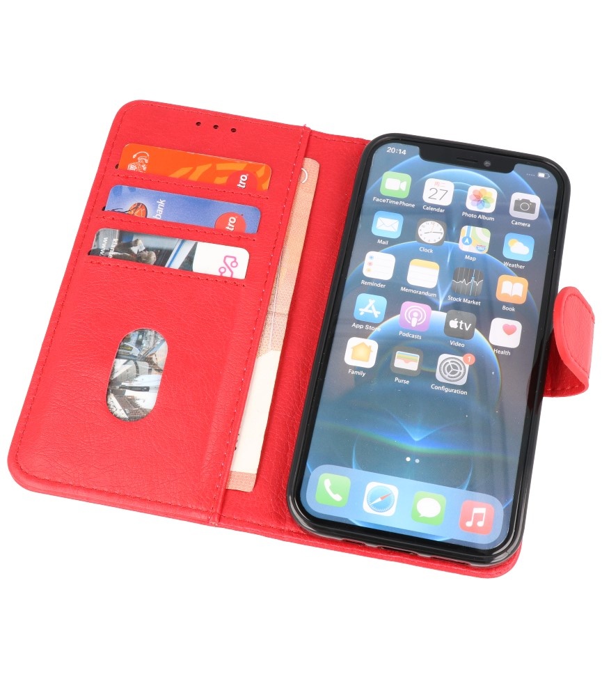 Bookstyle Wallet Cases Hoes voor iPhone 12 - 12 Pro Rood